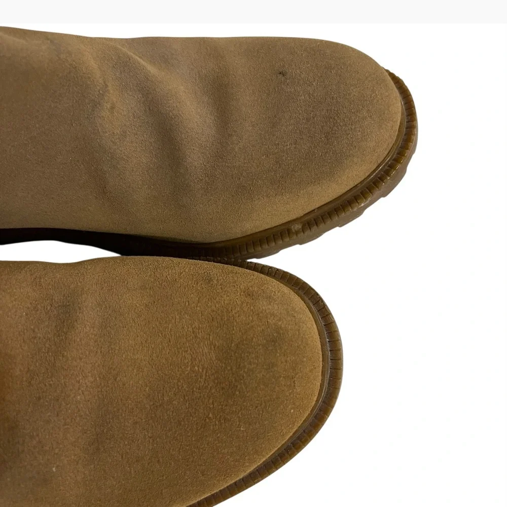 Tommy Hilfiger Tan Suede Knee High‎ Engineer Boots Buckle Detail Lug Sole 8.5M